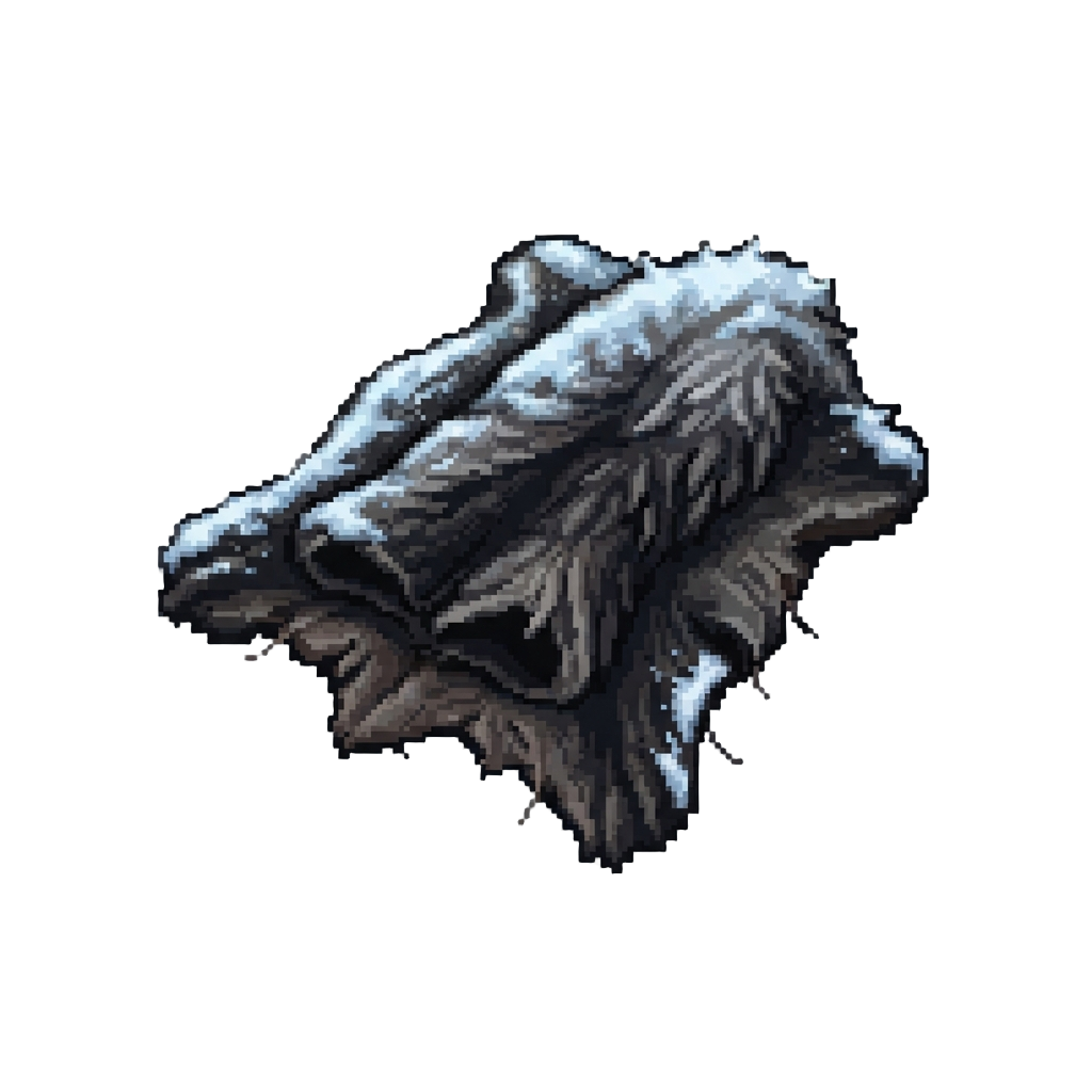 Snow-dusted Black Wolf Fur