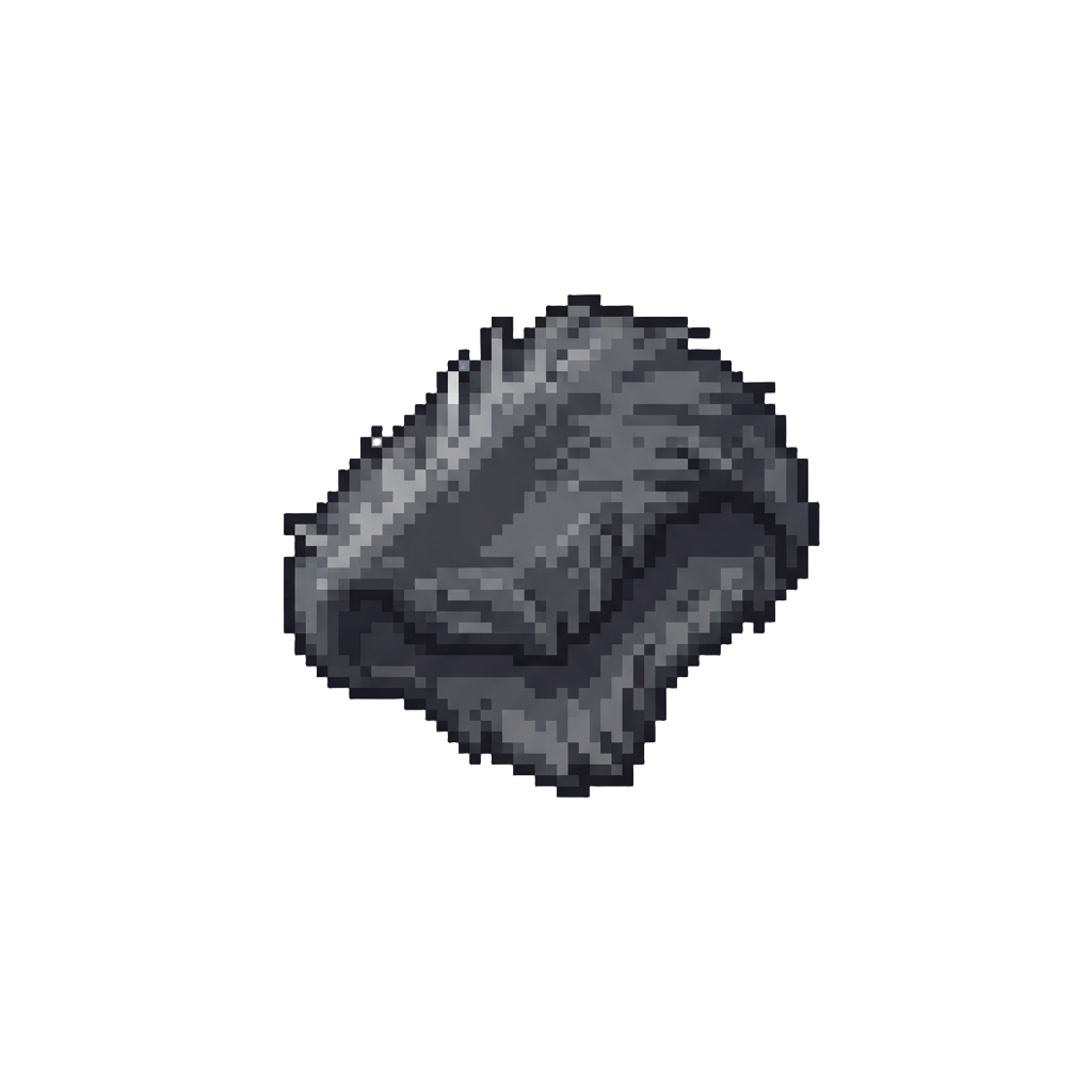 Coarse Charcoal-colored Wolf Fur