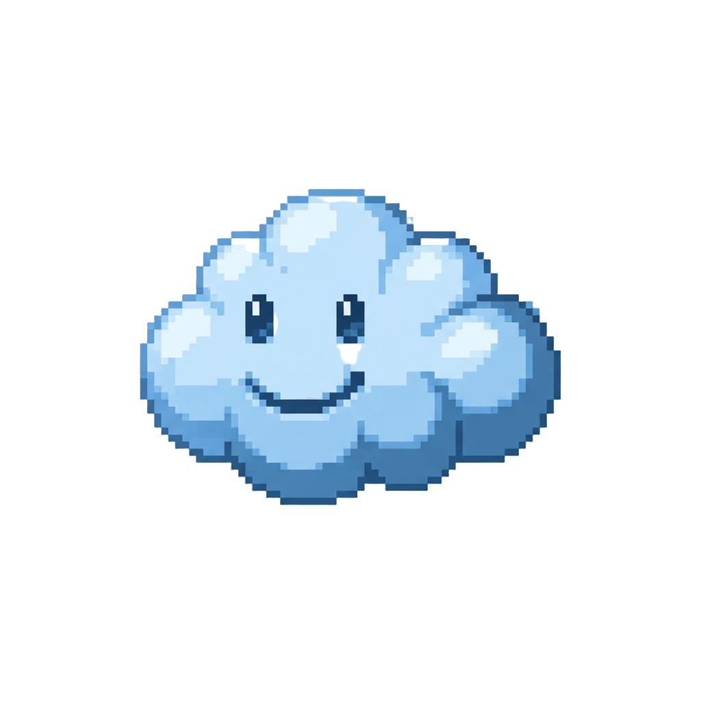 A Floating Soft Cloud Shaped Like a Smiley Face