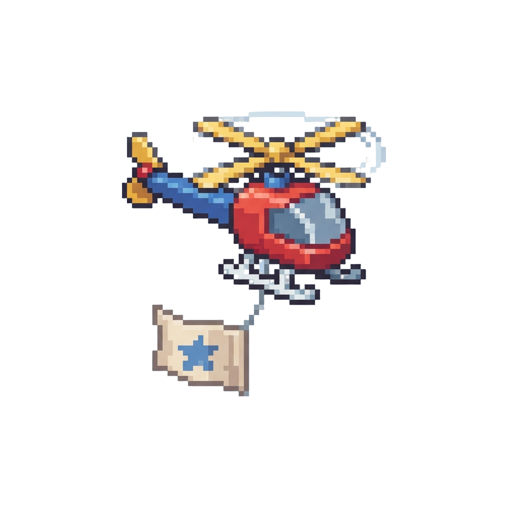 A Low-flying Toy Helicopter Carrying a Soft Banner