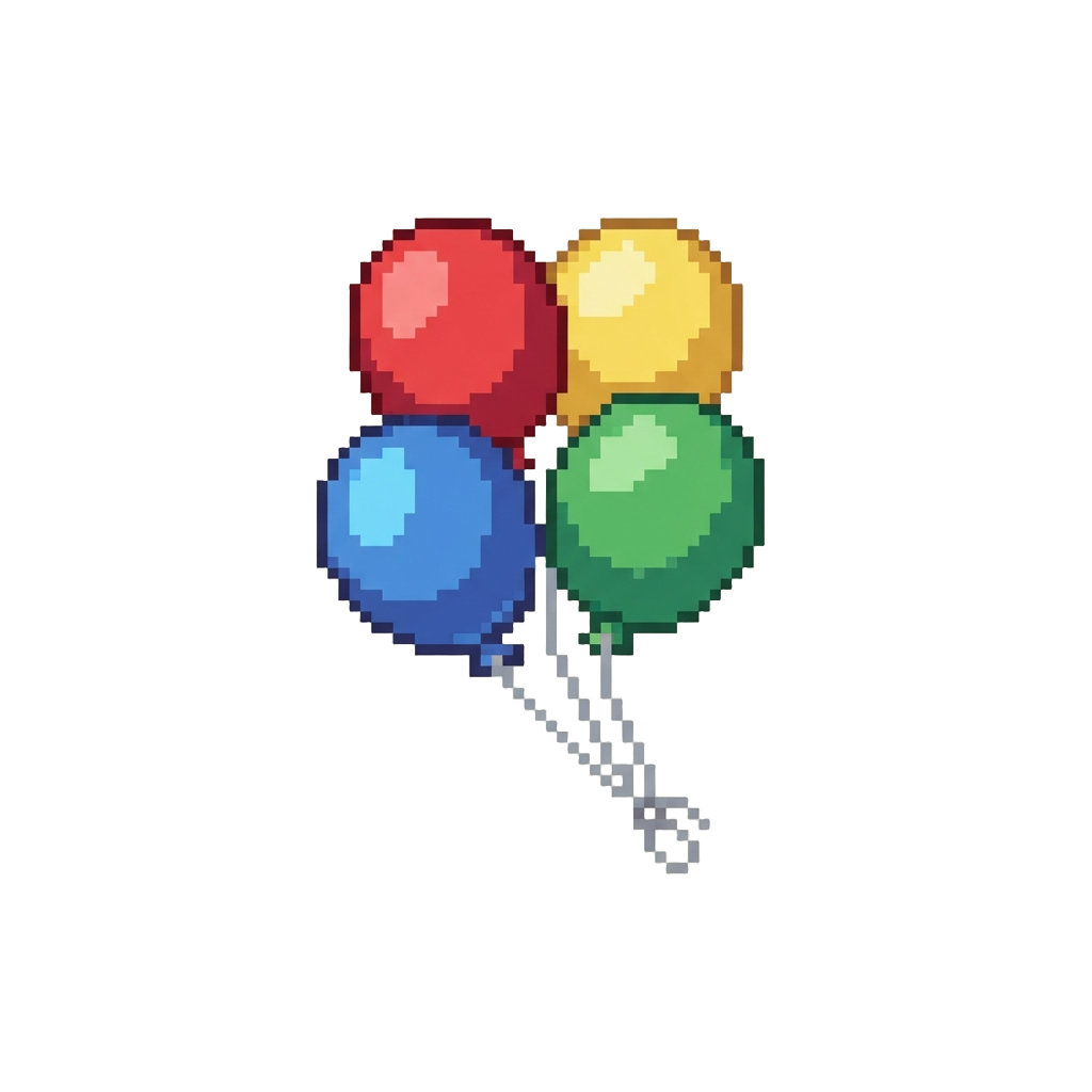A Cluster of Drifting Colorful Party Balloons