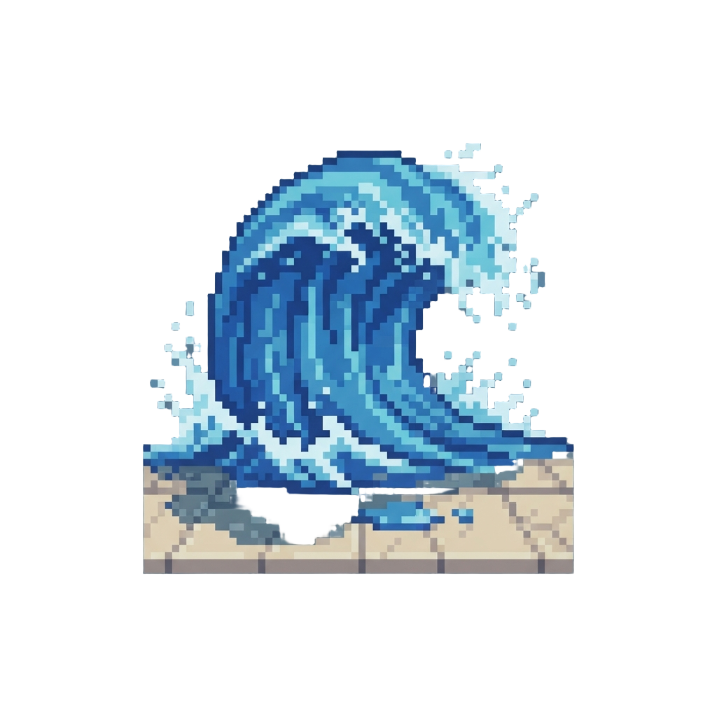 A Towering Tsunami-wave Splash That Soaks the Pool Deck