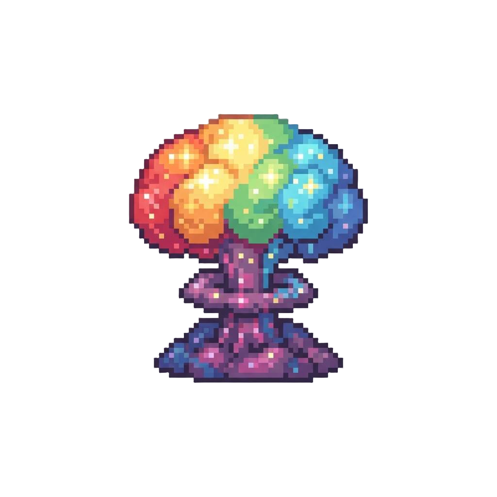 A Dazzling Rainbow-tinted Glitter Dust Mushroom Cloud Exploding High Into the Air