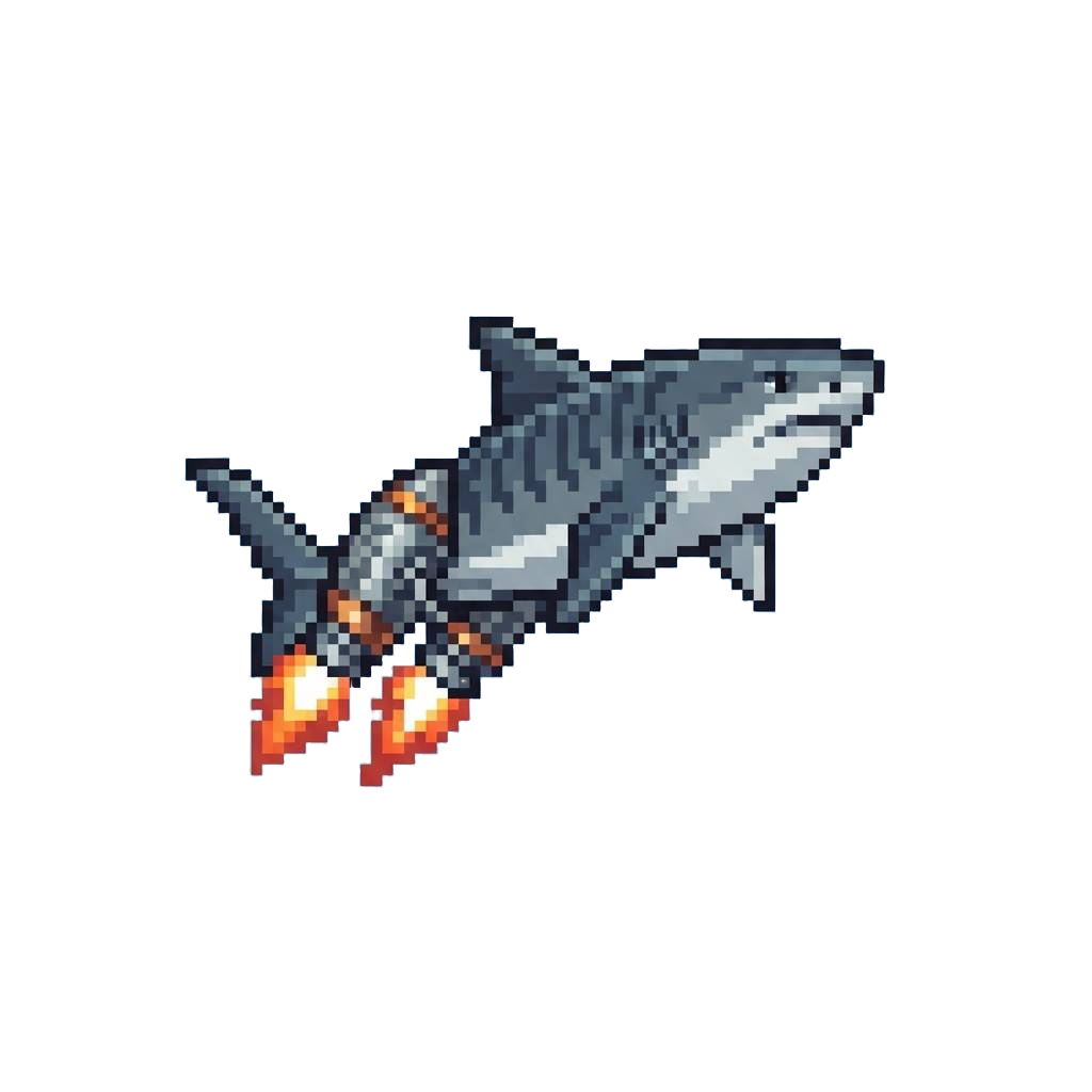 A Striped Tiger Shark Soaring Across the Sky with Dual Nitro Boosters