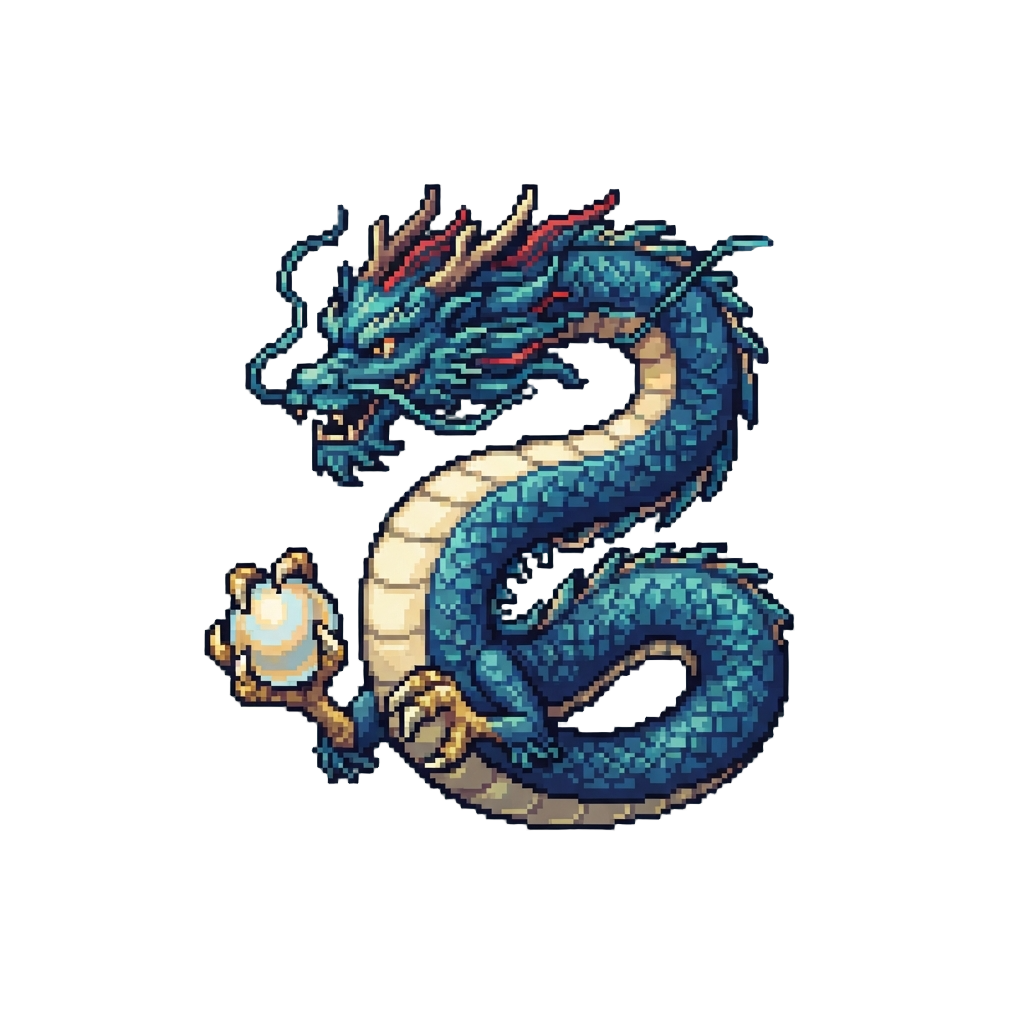 A Mystical Flying Chinese Serpent with Sinuous Coils and Clutching Eagle Claws