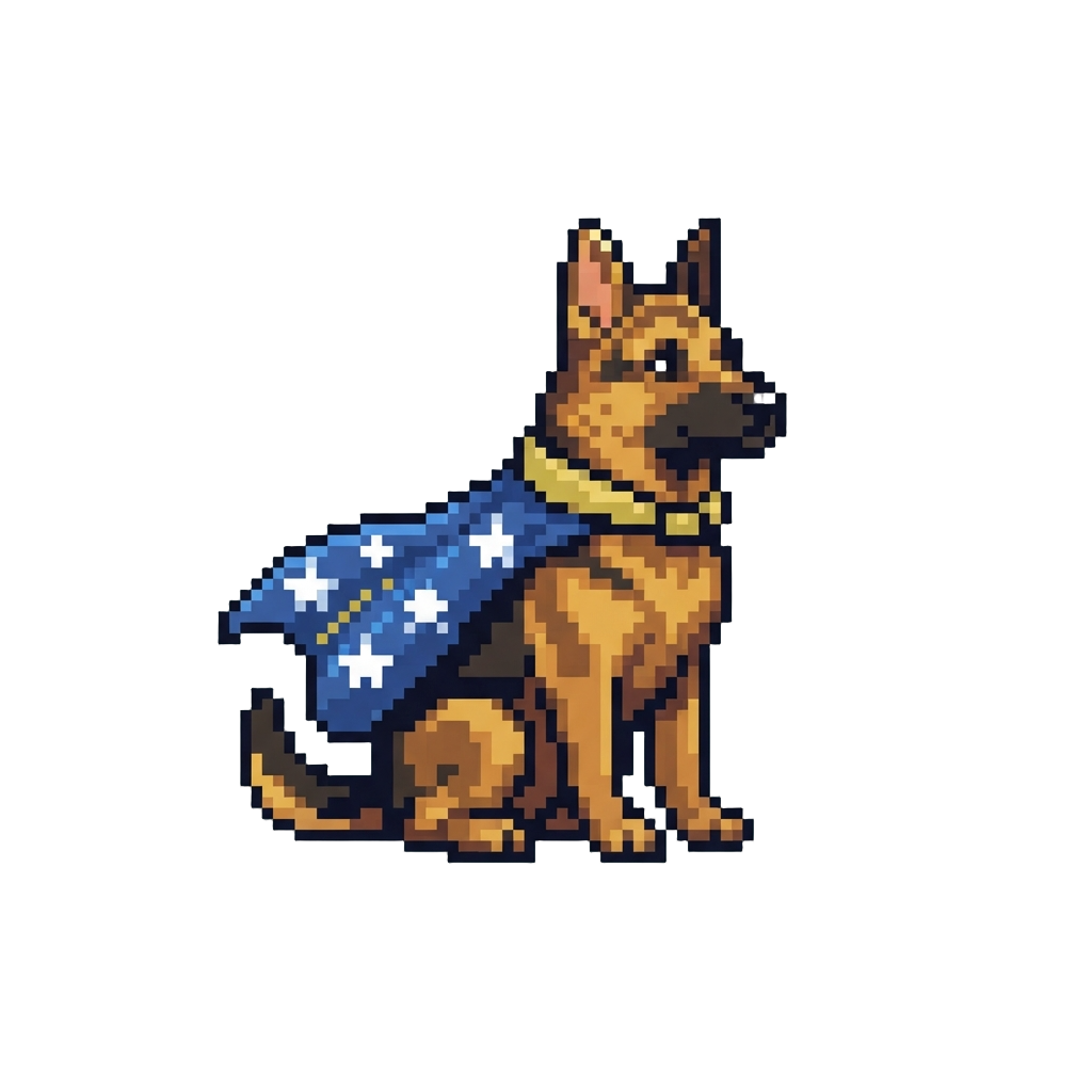 A Noble German Shepherd in a Star-spangled Superhero Cape