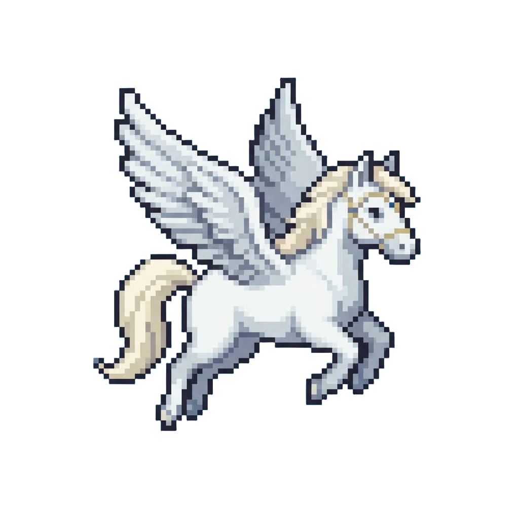 A Graceful Pegasus with Snow-white Fur and Sweeping Feathered Wings