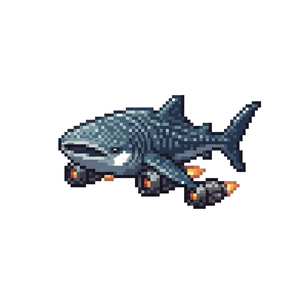 A Gentle Giant Whale Shark Lumbering Gracefully with Quad Jet Engines