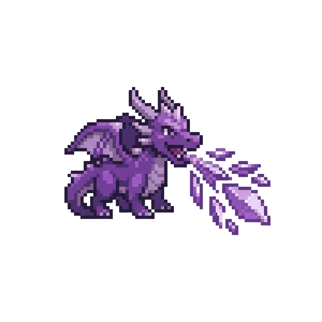 A Vibrant Purple Dragon Blasting Razor-sharp Amethyst Shards