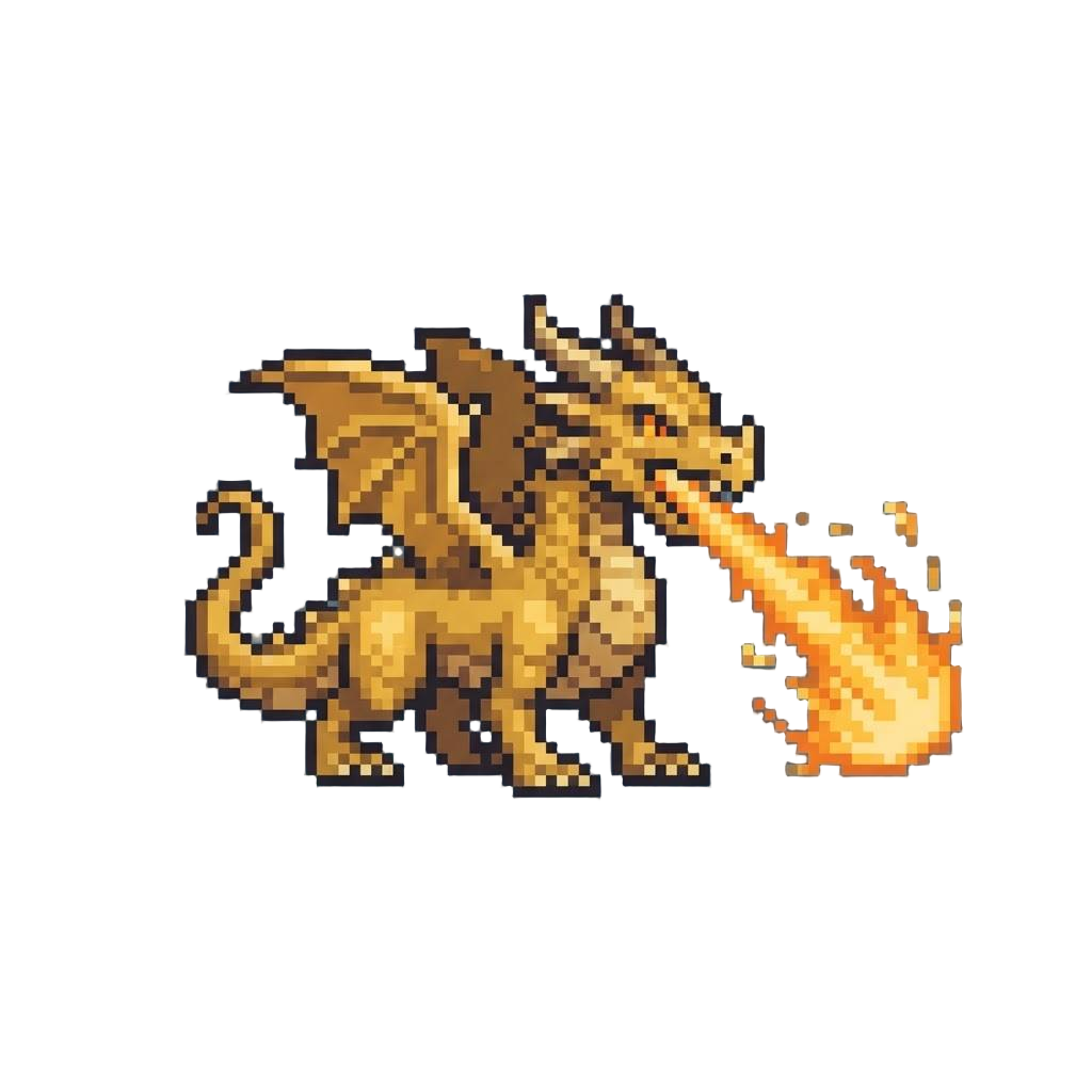 A Majestic Golden Dragon Breathing a Blazing Stream of Golden Fire