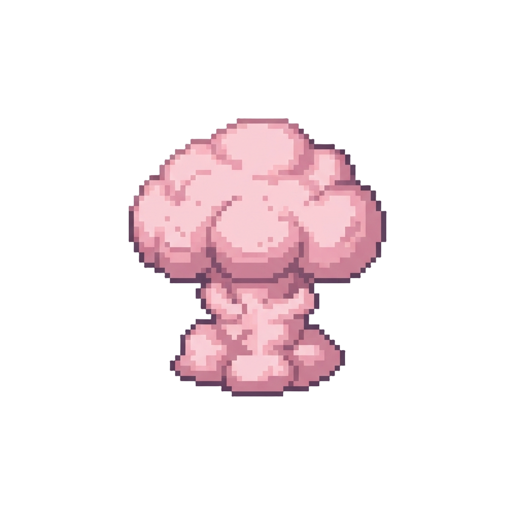 A Powdery Pastel-pink Dust Mushroom Cloud Billowing Up Like a Giant Fluffy Mushroom