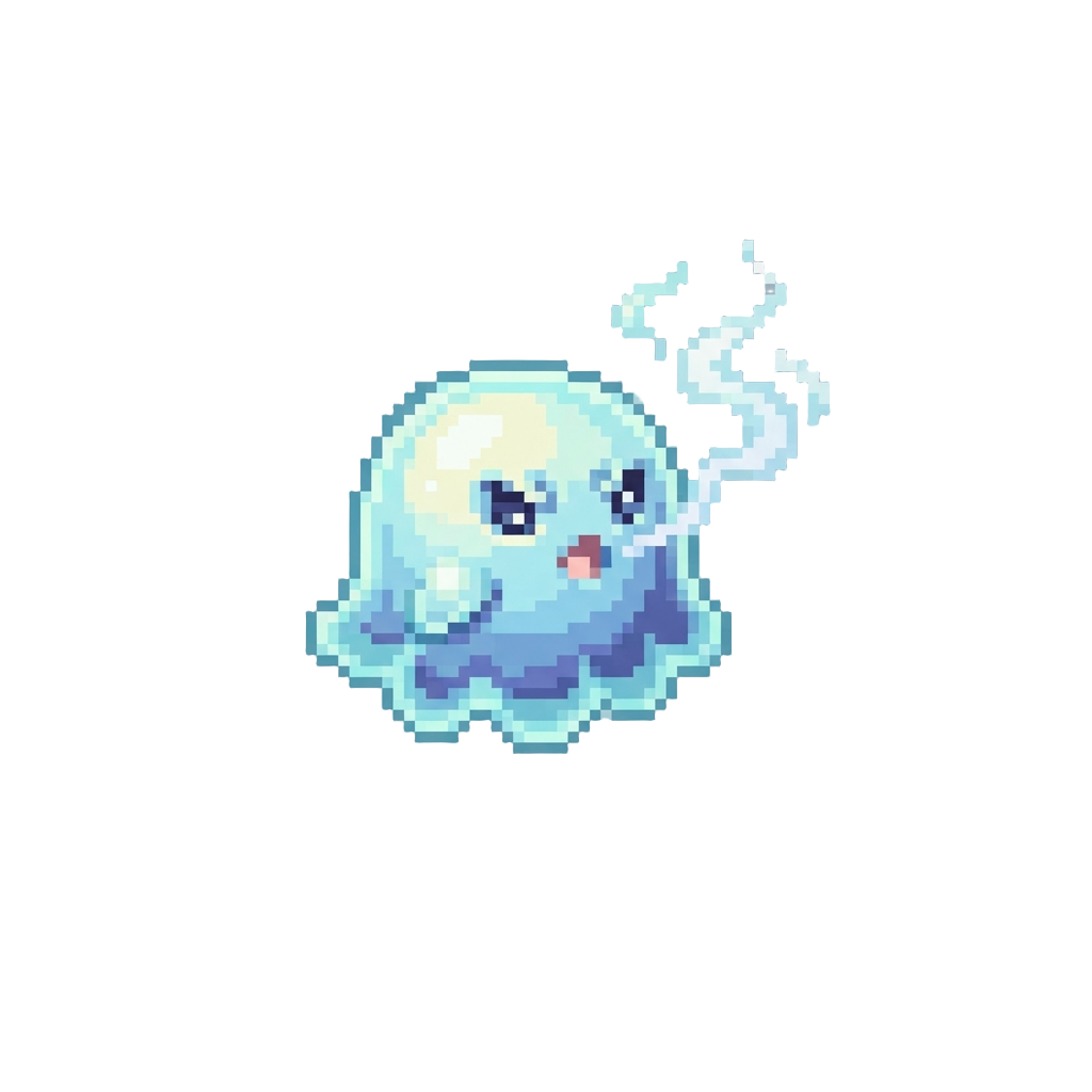 A Mischievous Glowing Mini-ghost Patty That Lets Out a Tiny Squeak and Dissipates Into Vapor
