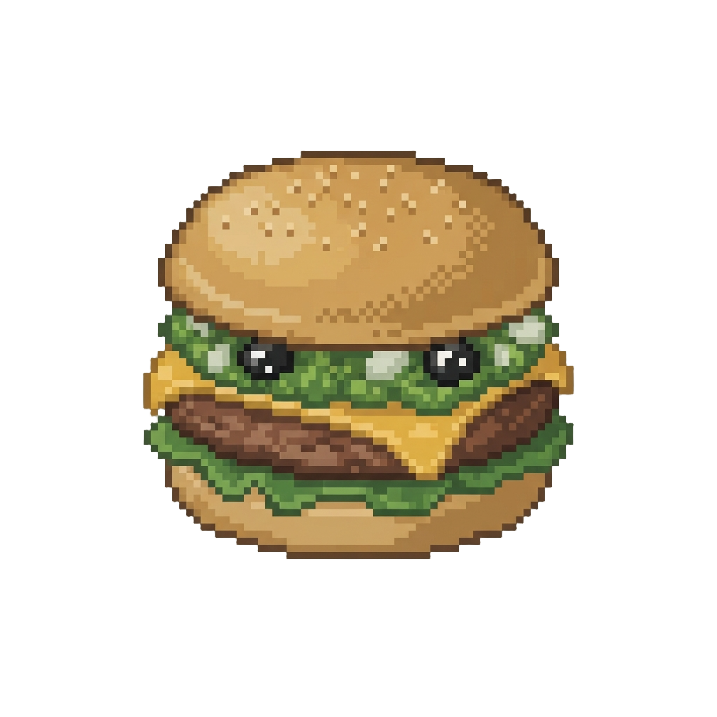 A Savory Green-relish Burger Featuring Twin Black-olive Spider Eyes