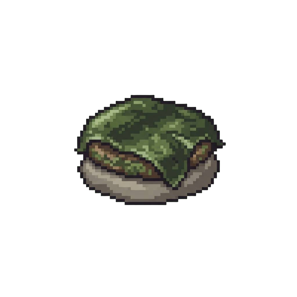 A Deflated Mushy Seaweed Burger That Flops Flat with a Wet Slap