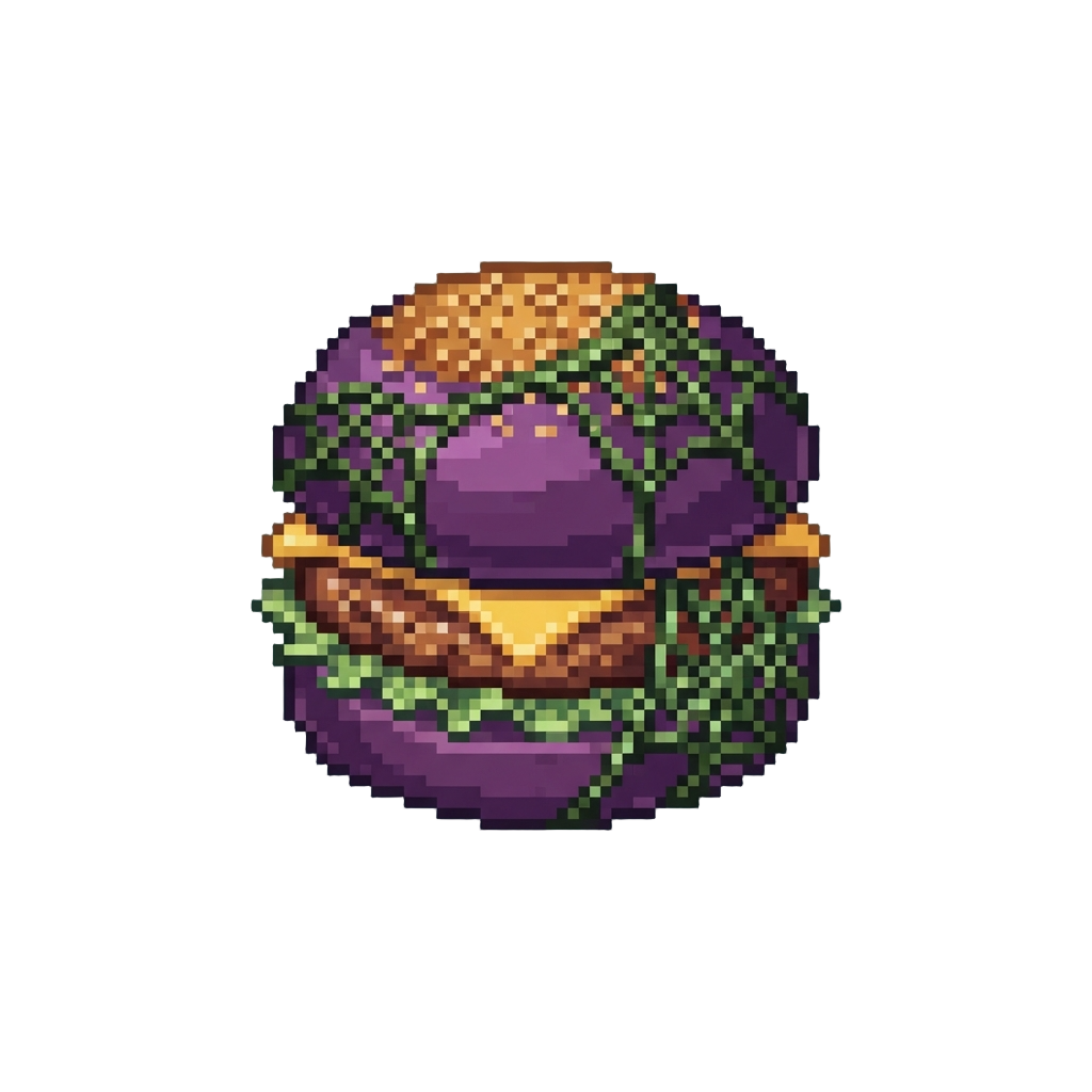 A Festive Purple-bun Slider Laced with Crispy Seaweed Spiderwebs