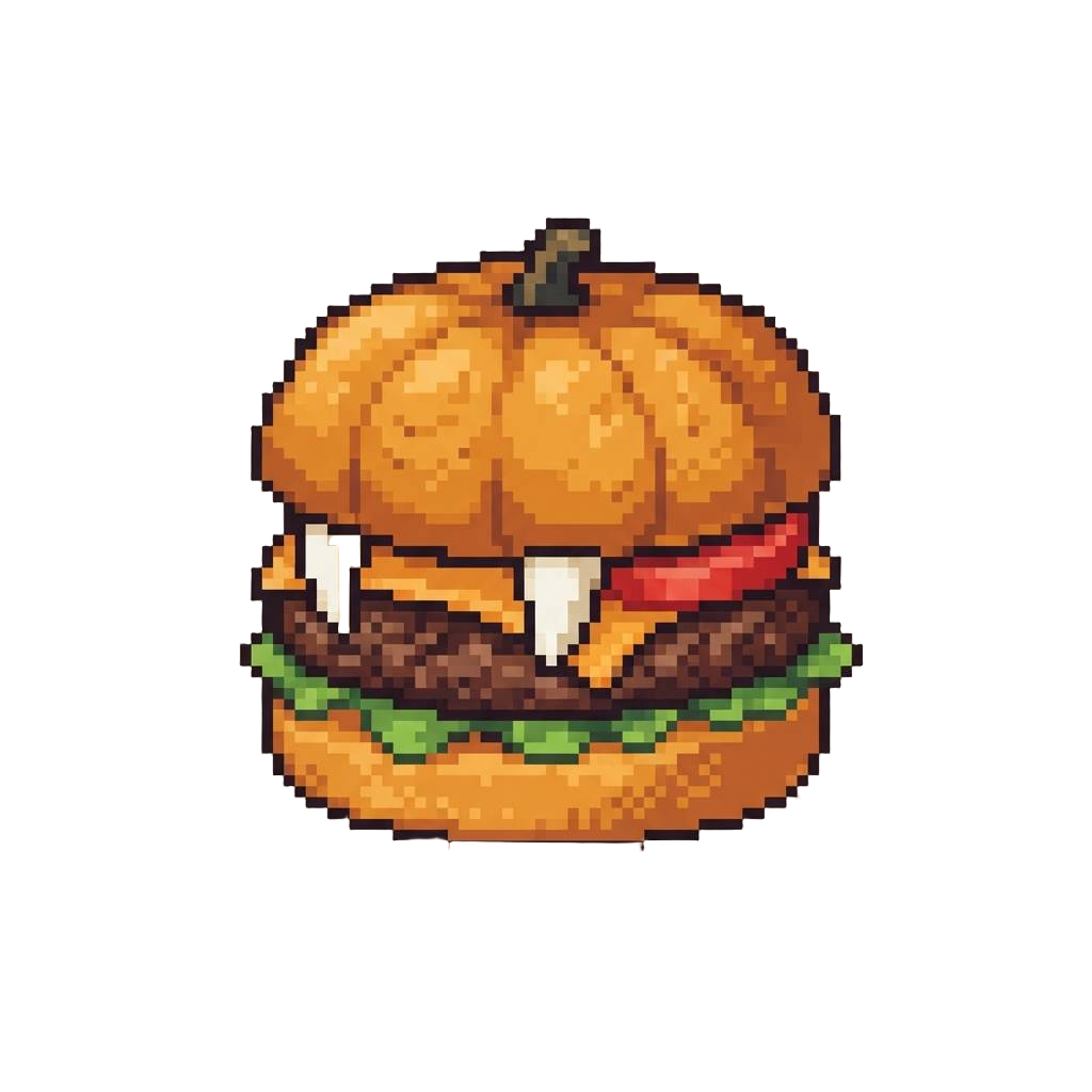 A Pumpkin-brioche Specialty Burger Bearing Pristine White Cheddar Fangs