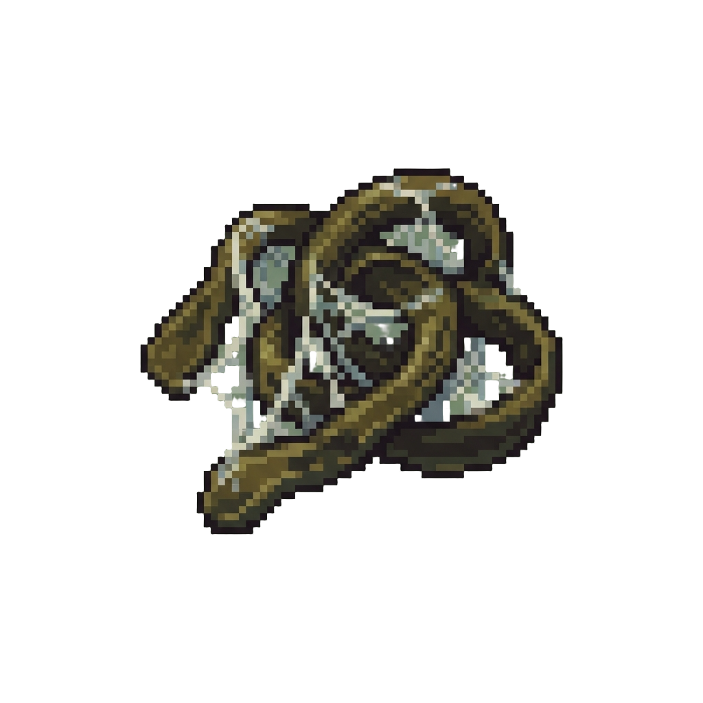 A Tangled Knot of Overcooked Kelp Draped in Sticky Spiderweb Goo