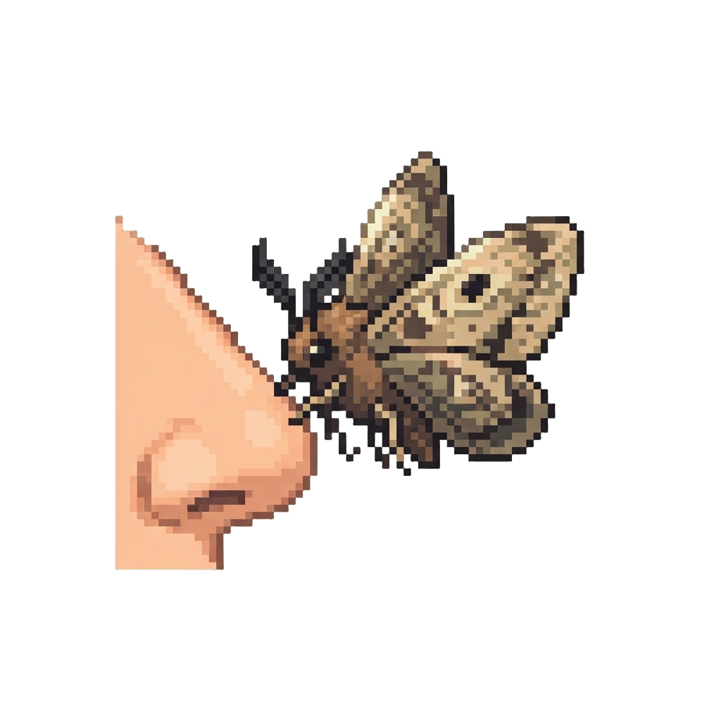 A Fluttering Moth Bumping Harmlessly Against @image1's Nose