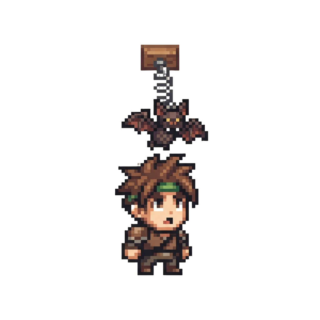 A Tiny Toy Bat Dropping From the Ceiling Onto @image1's Head