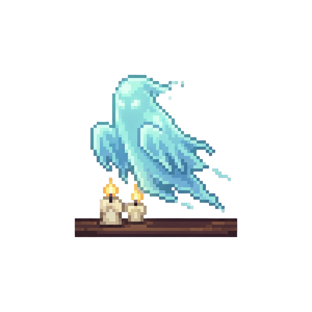 A Glowing Translucent Spectral Phantom Floating Above the Candles