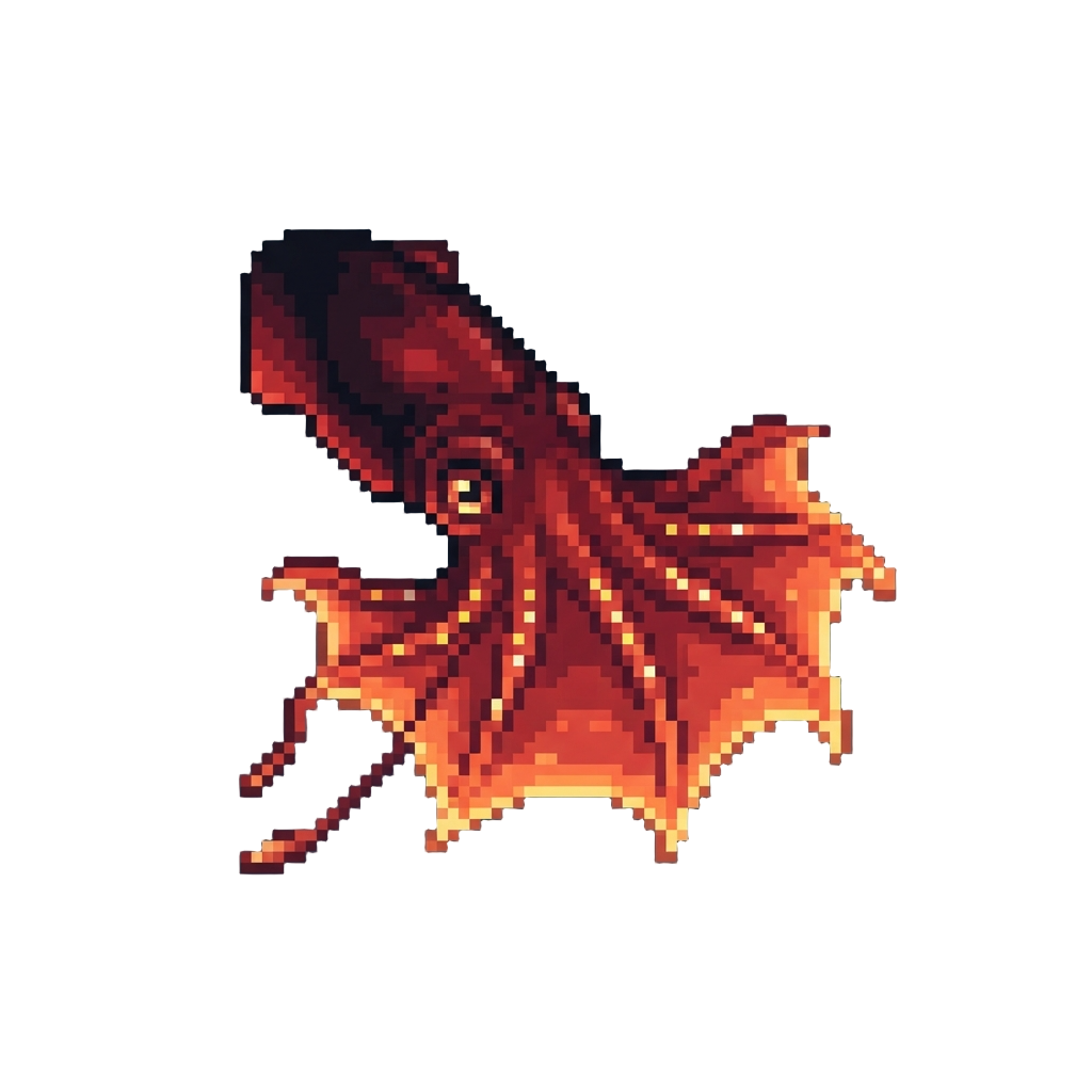 A Glowing Vampire Squid Flaring Its Webbed Mantle
