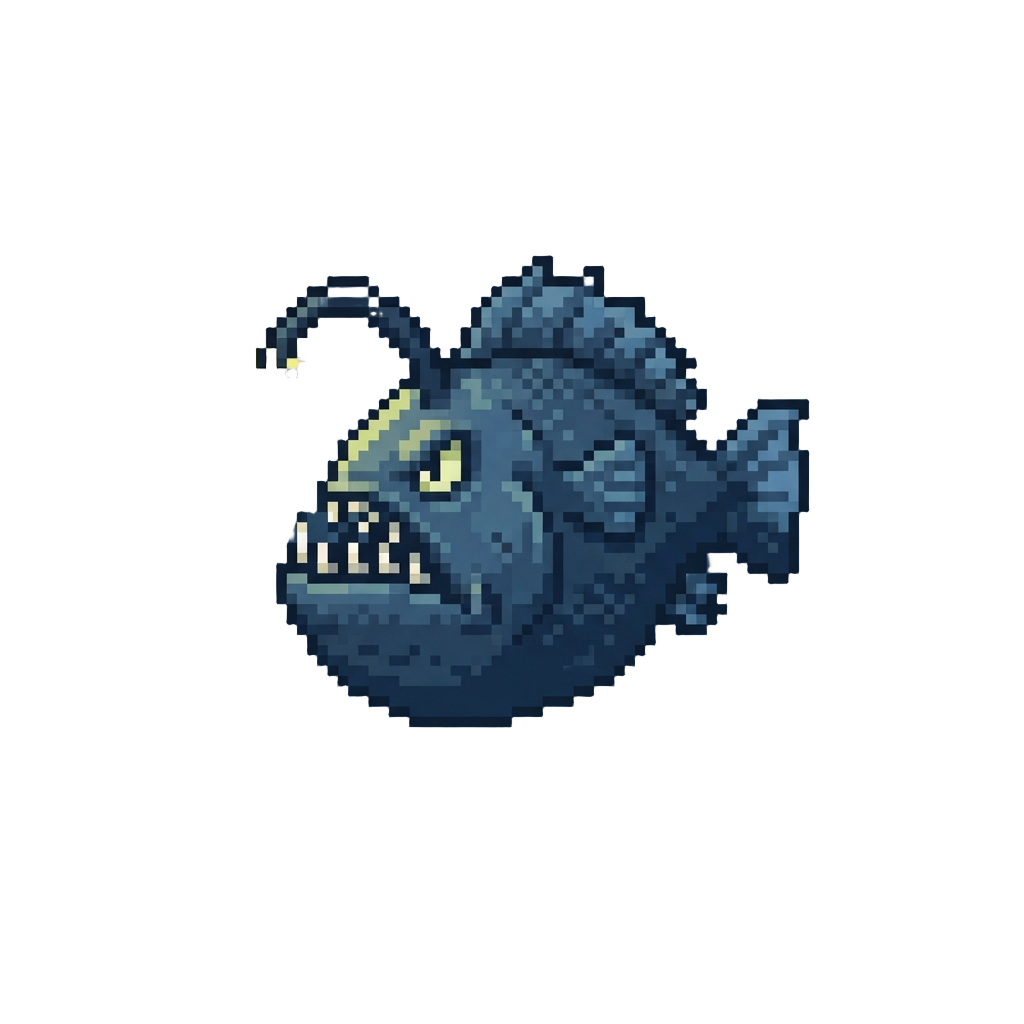 A Bioluminescent Anglerfish Dangling a Bright Lure