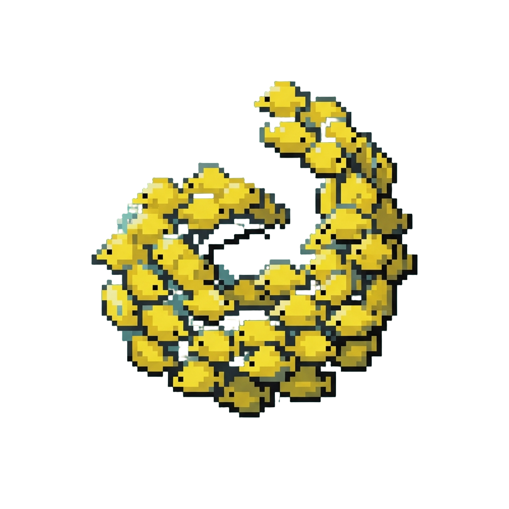 A Bright Yellow Tang Schooling in Spirals