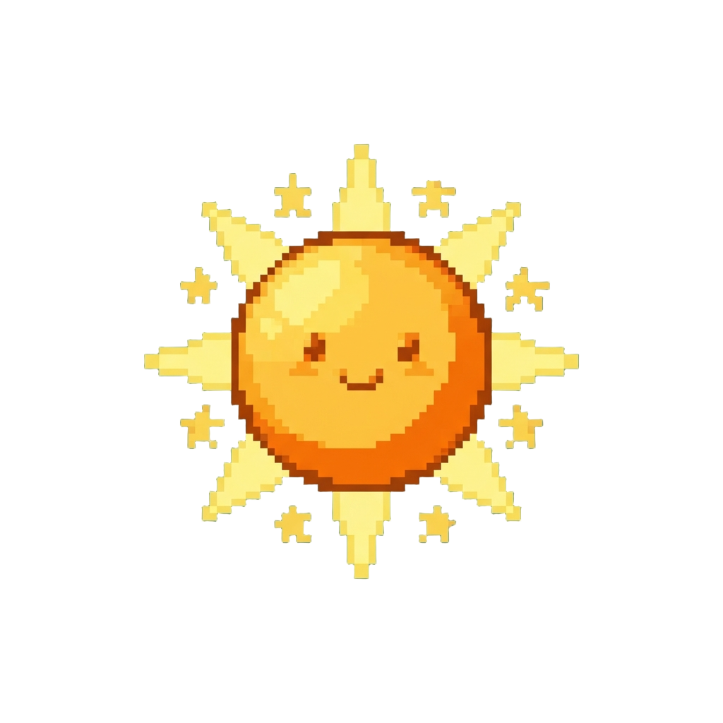 A Cute Little Cartoon Sun Shining Blindingly Bright