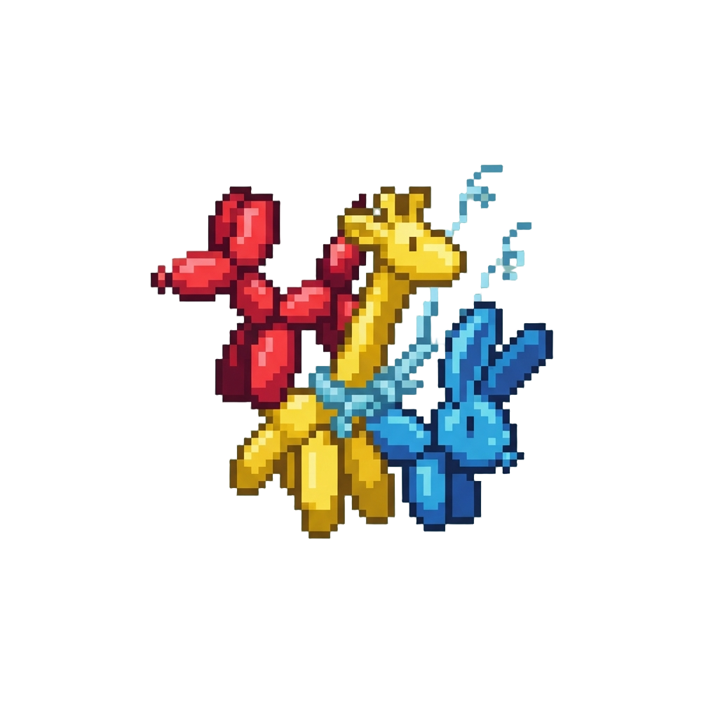 Three Bright Fluttering Balloon Animals