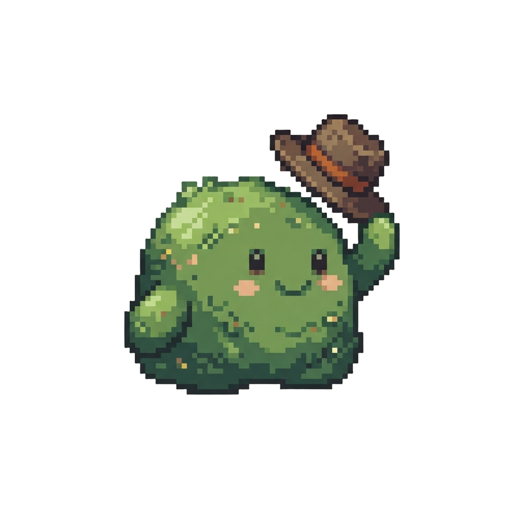 A Mossy Green Mold Buddy Tilting Its Tiny Hat in Greeting
