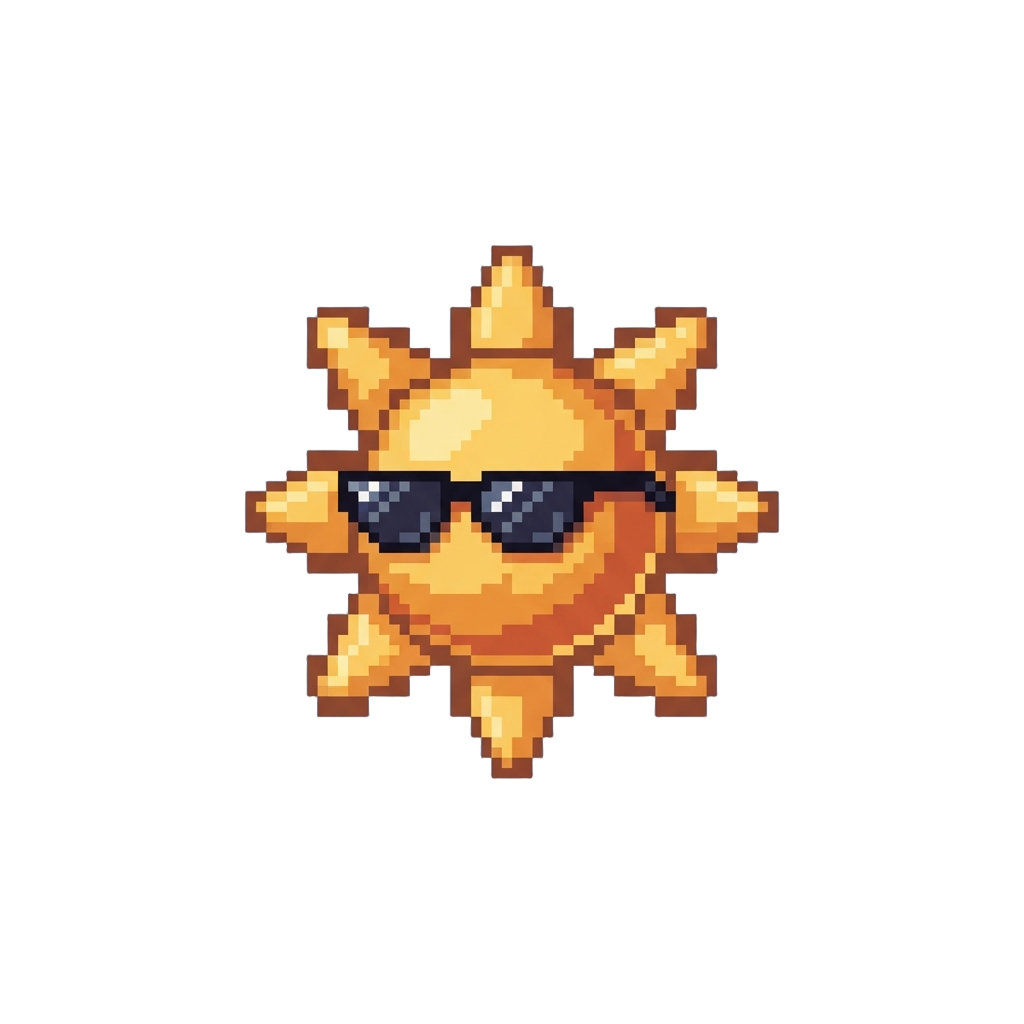 A Tiny Blazing Golden Sun Wearing Cool Sunglasses