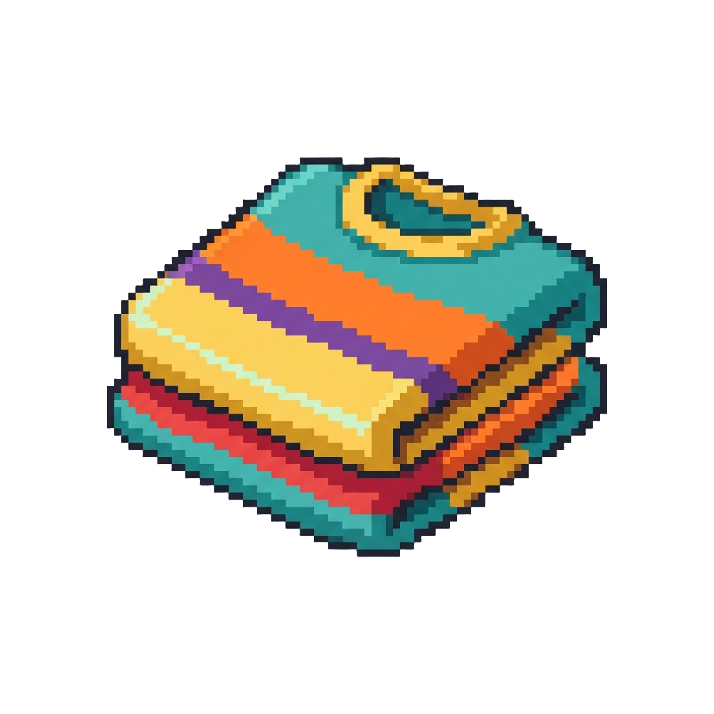 A Neatly Folded Brightly Colored Sweater