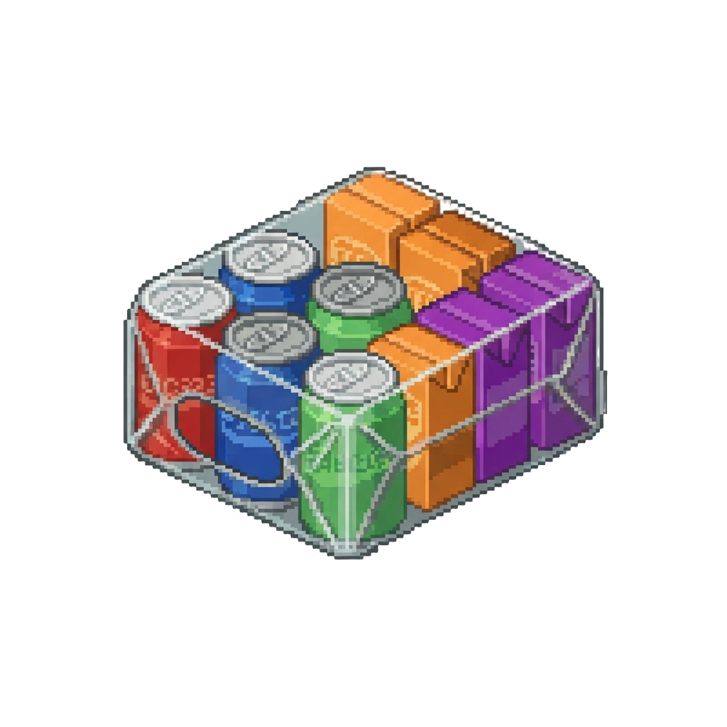 A Heavy Slide of Soda Cans and Juice Boxes