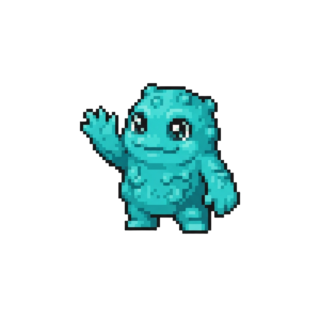 A Mini Turquoise Mold Creature Doing a Little Wave