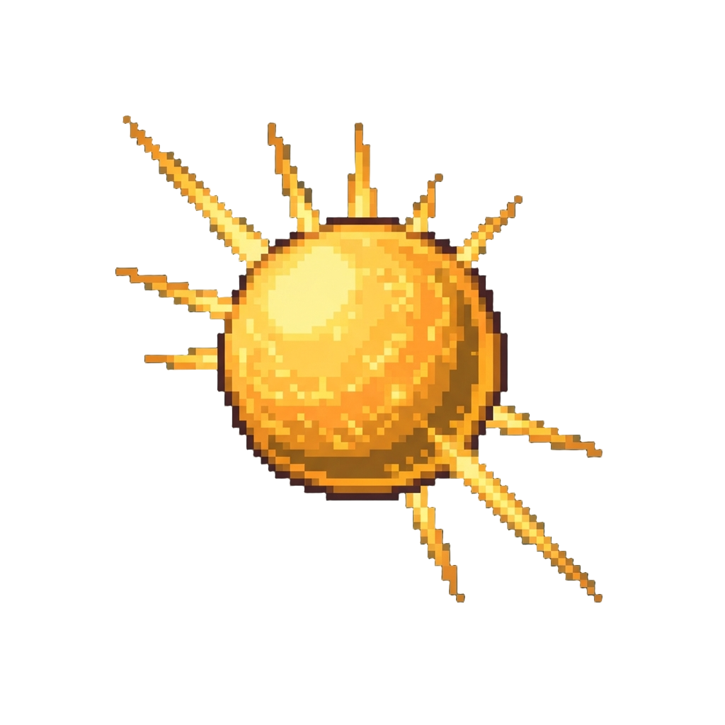 A Glowing Solar Sphere Radiating Bright Golden Beams