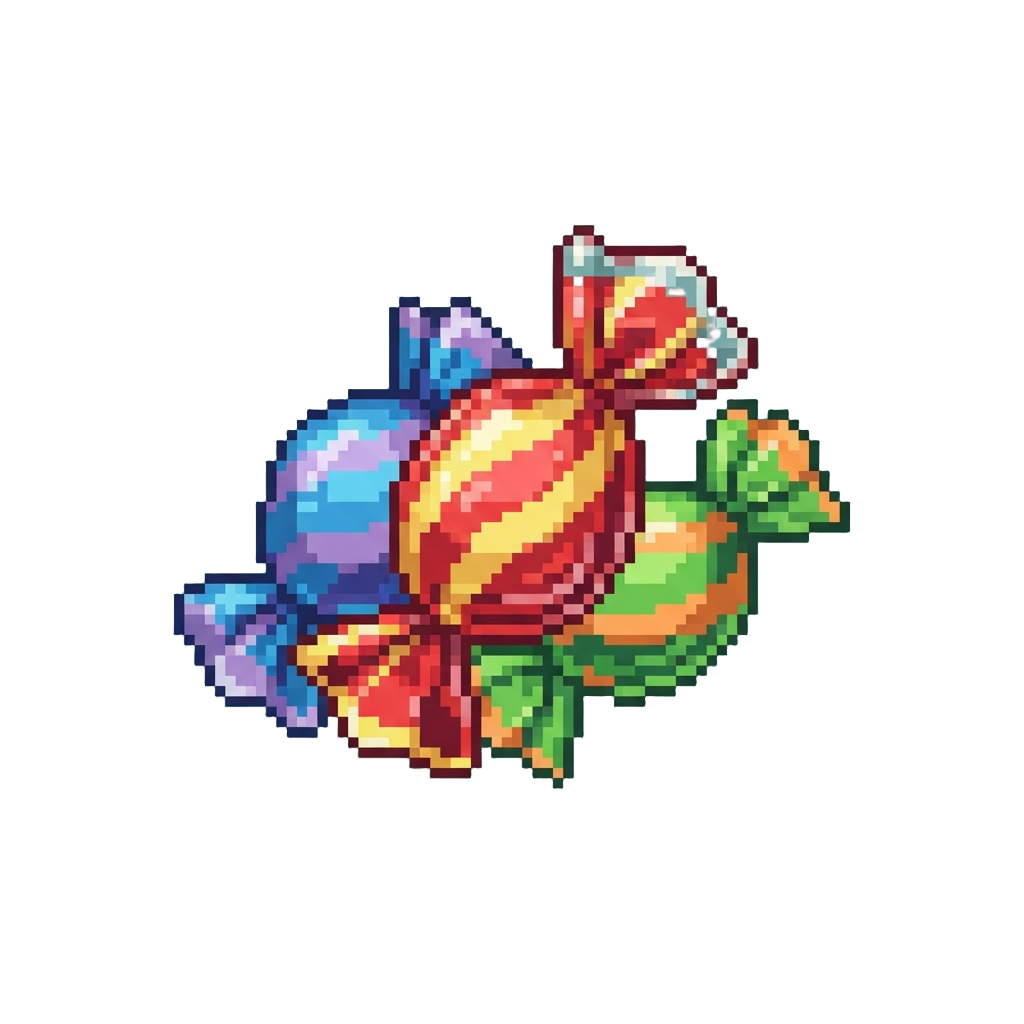 Three Colorful Wrapped Candies