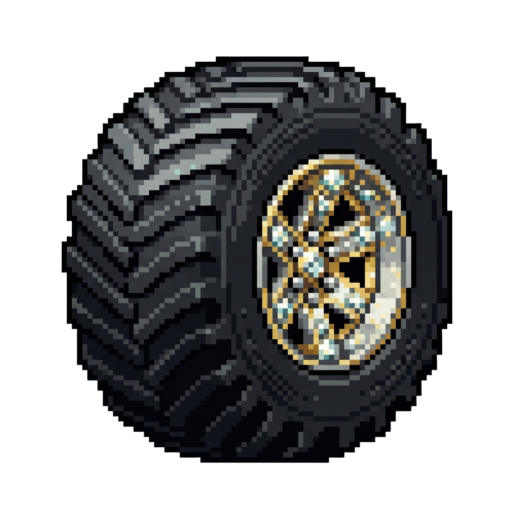 Giant Monster Truck Wheels with Diamond-encrusted Rims