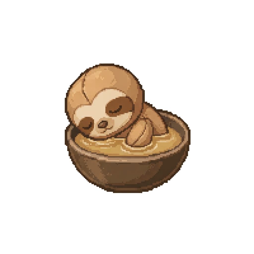 A Sleepy Plush Sloth Who Falls Face-first Into the Soup