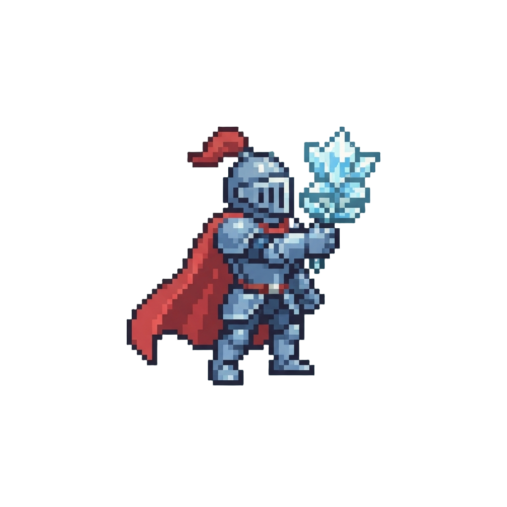 A Suave Miniature Knight Holding a Shining Crystal Flower