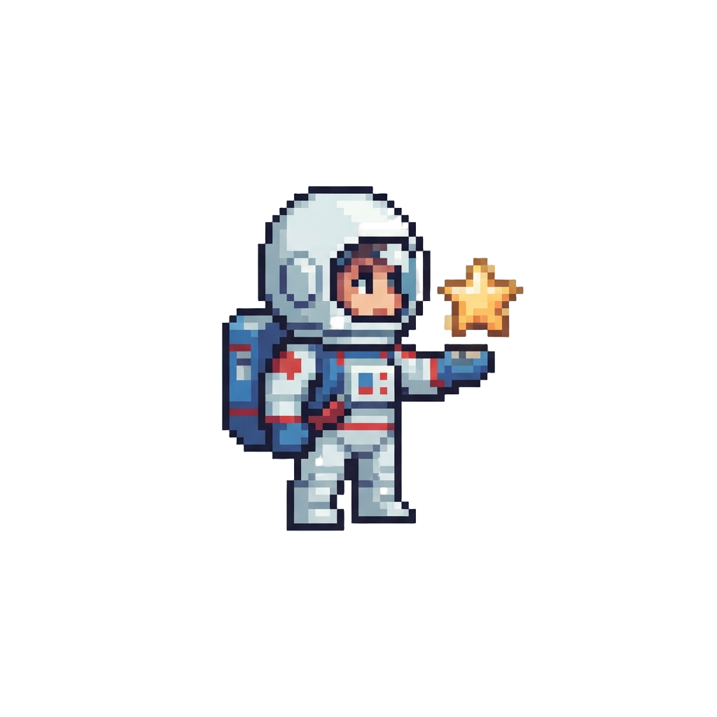 A Handsome Plastic Astronaut Offering a Glowing Star