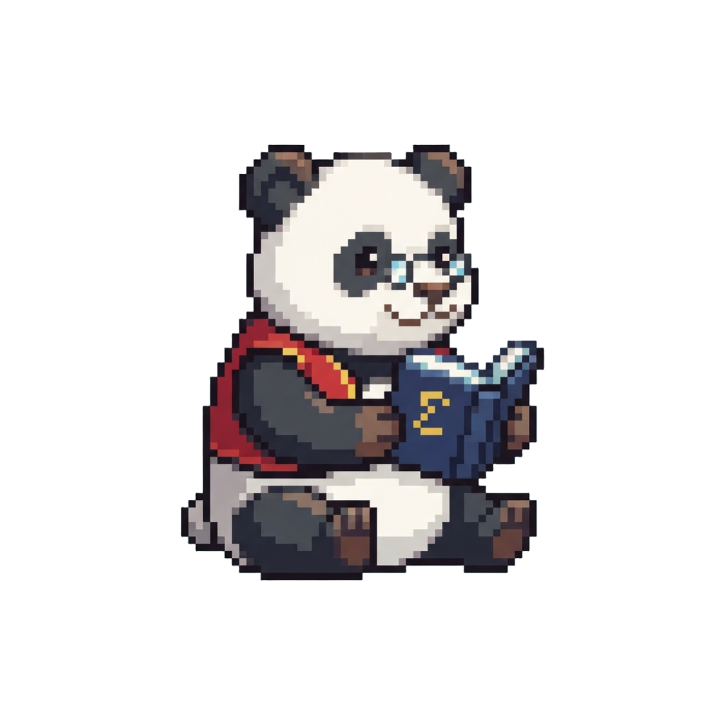 A Polite Study-buddy Panda Figure Holding a Math Textbook