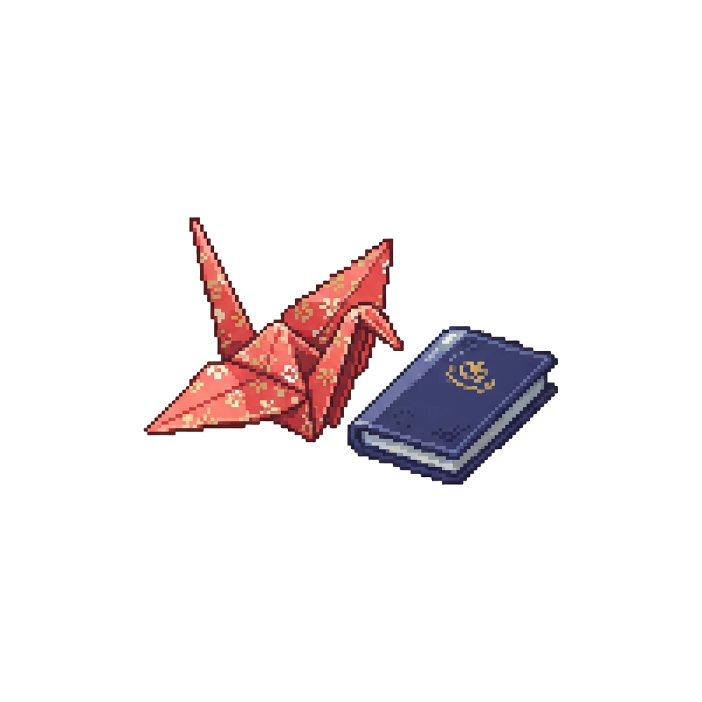 A Quiet Origami Crane Sitting Neatly Beside a Menu
