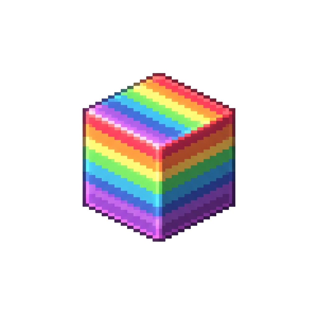 A Spinning Rainbow Neon Block