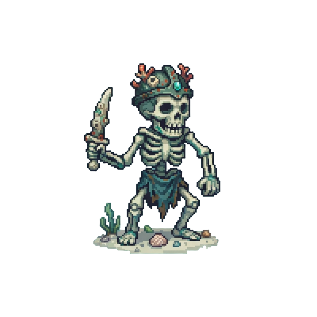 A Tiny Underwater Skeleton Figure