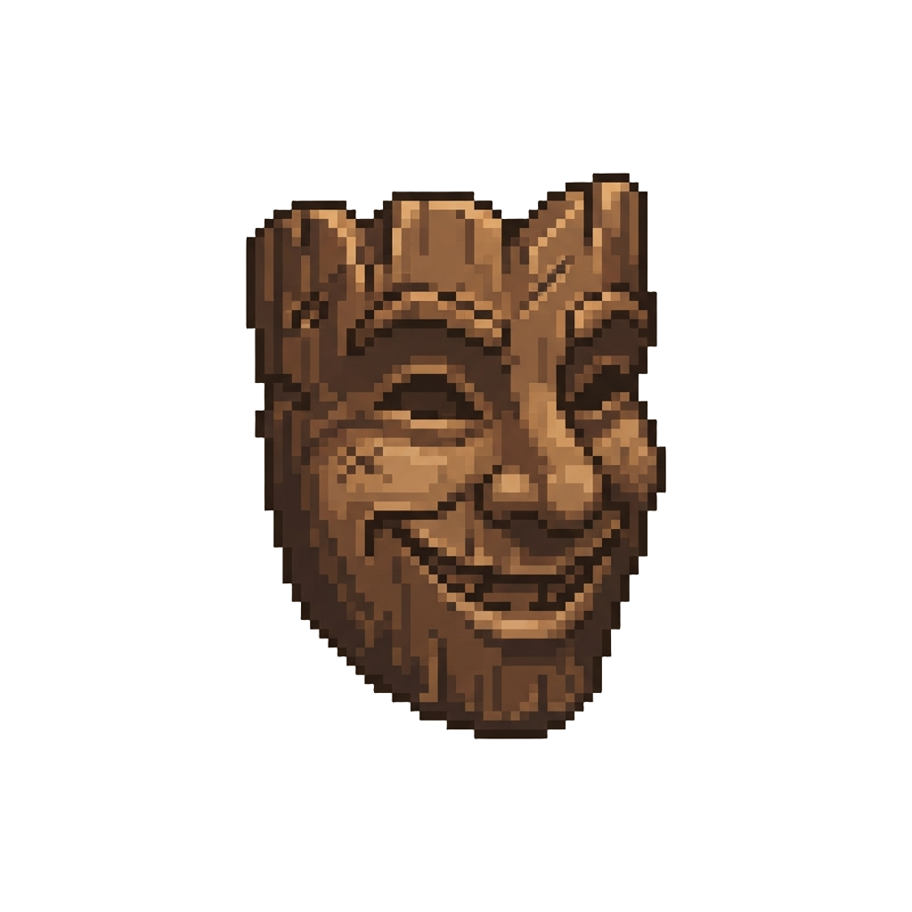 A Weird Smiling Wooden Mask