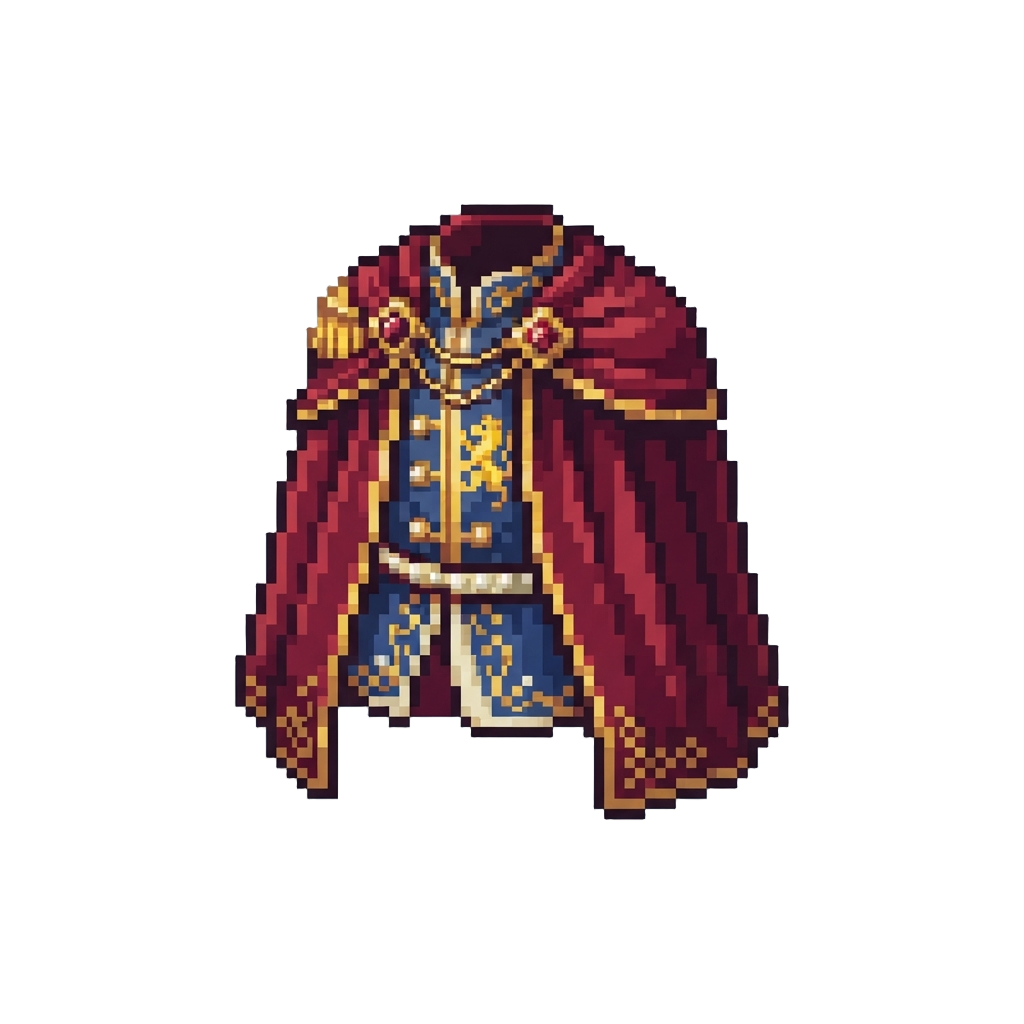 A Royal Kingly Outfit with an Ornate Velvet Cape