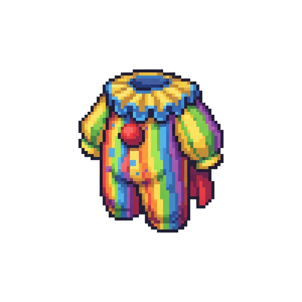 A Bright Rainbow-patterned Clown Outfit