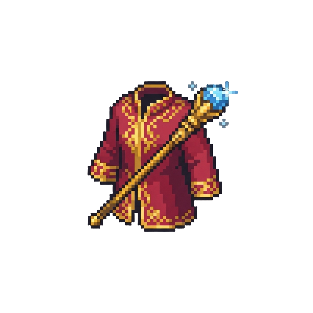 An Elegant Royal Tunic with a Glittering Scepter