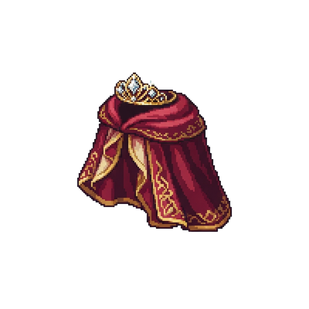 A Regal Silk Mantle with a Diamond-studded Tiara