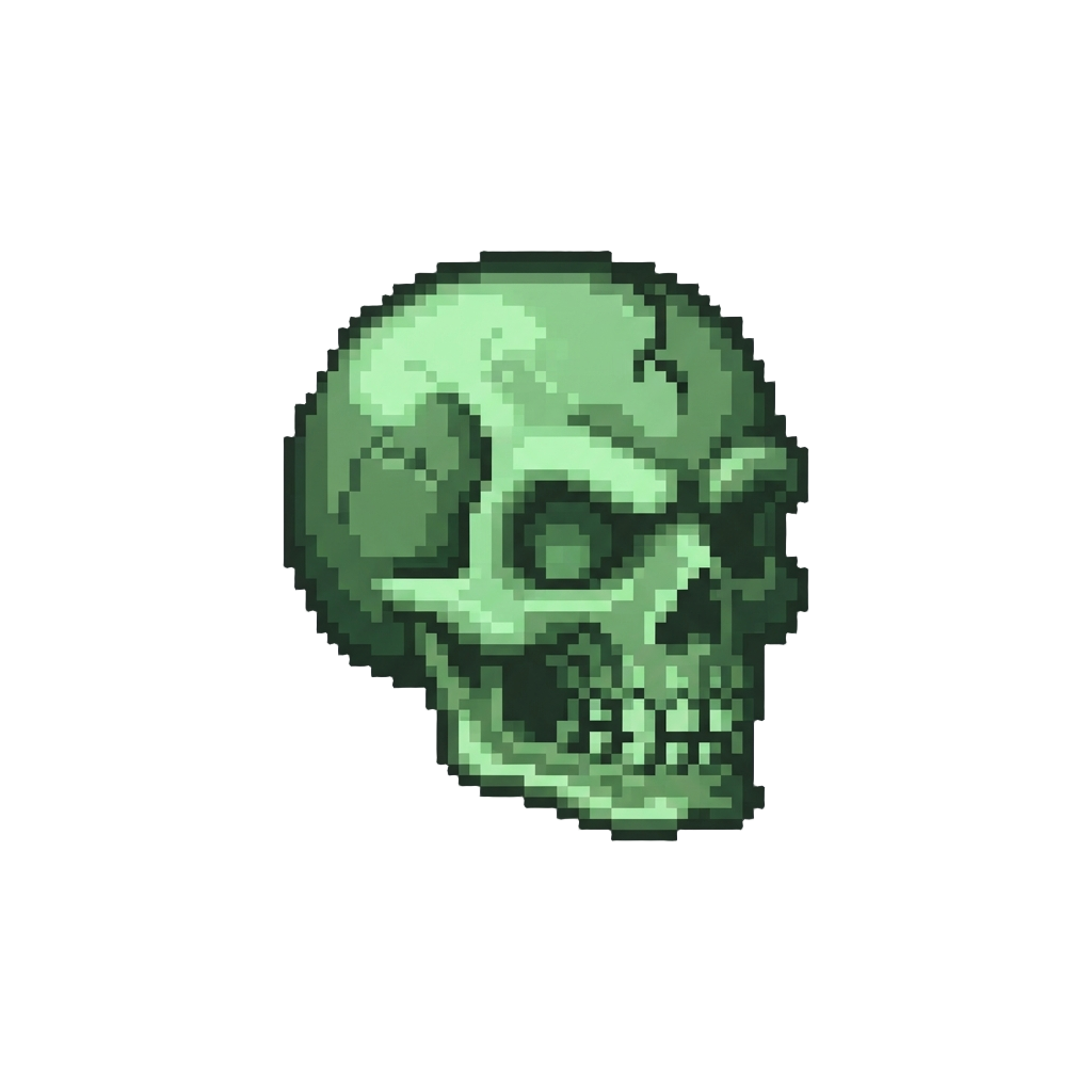 A Glowing Green Spooky Skull